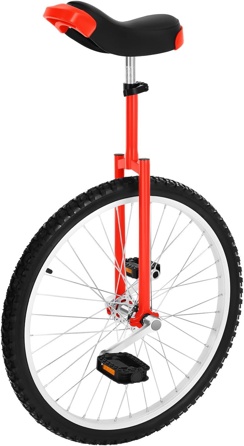 16 Inch Unicycle with Steel Frame, Adjustable Height Unicycle,110 lbs Capacity One Wheel Bike Cycling Unicycles for Daily Fitness Exercise, Cycling, Balance Training