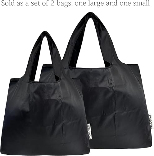 Miniatura 3 de allydrew Bolsas de comestibles reutilizables de nailon plegables grandes y pequeñas, juego de 2