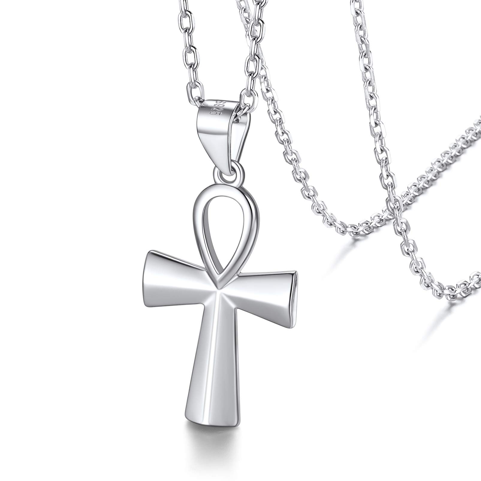 Silvora El Ojo de Horus/Cruz de la Vida Plata de Ley, Colgantes Egipcios Amuleto Personalizables con Collar 46cm Largo Ajustable