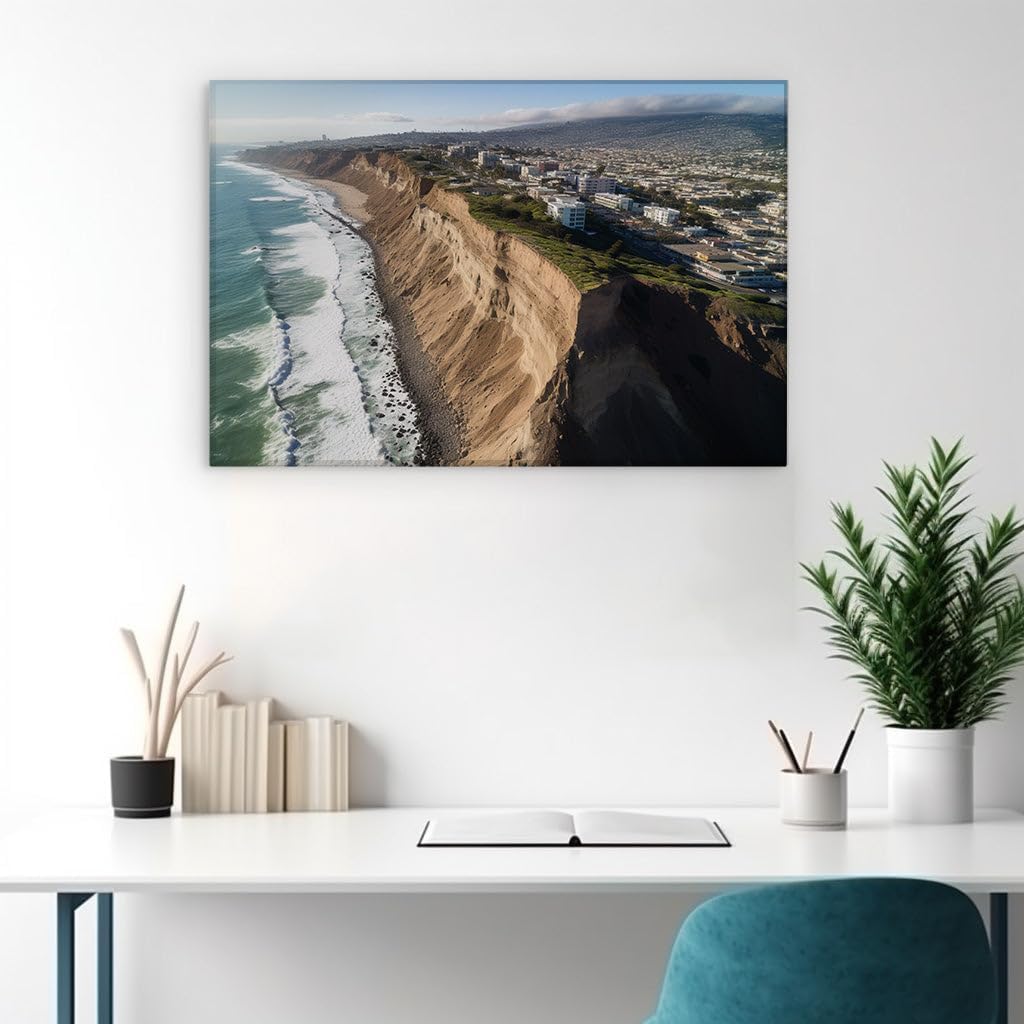 Canvas for Living room. Coastal Charm Unveiled in Aerial Splendor of Dana Point Discover Stunning Dana Point from the Sky, 27 x 18 inch Canvas Wall Art - Ready to Hang