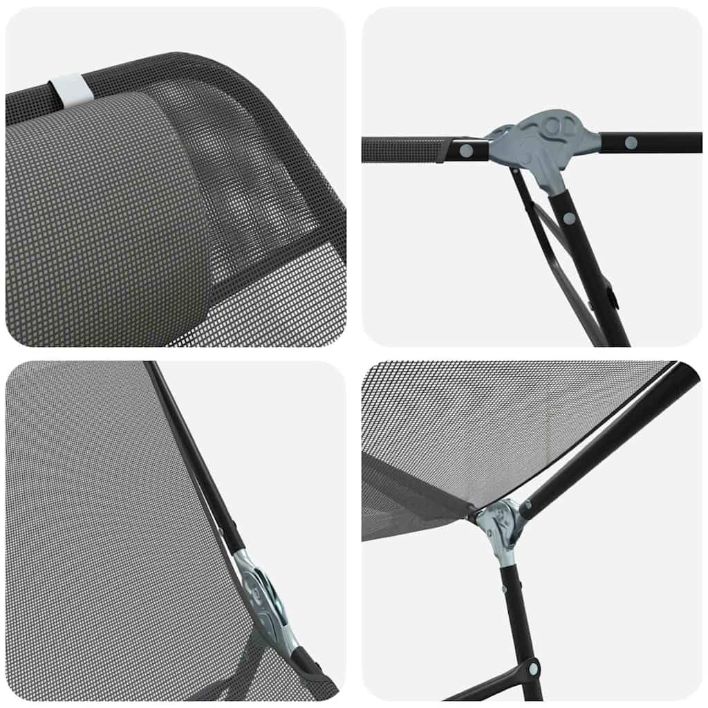 Klappbare Sonnenliege Grau mit Textilene Bezug 182 x 55 x 85,5 cm, verstellbare Rückenlehne, faltbar und wetterfest für Garten, Terrasse, Balkon, ergonomisch und komfortabel