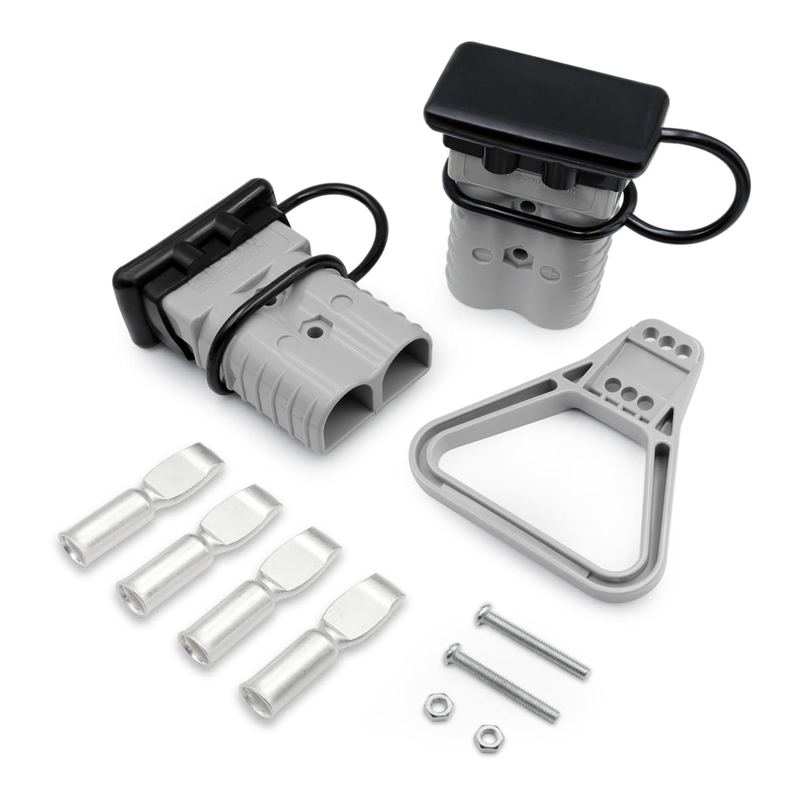 350A 2-0AWG AWG Connettore per cavo batteria con maniglia di scollegamento rapido con coperture antipolvere nere, kit di tappi per cablaggio per dispositivi elettrici di recupero verricello,