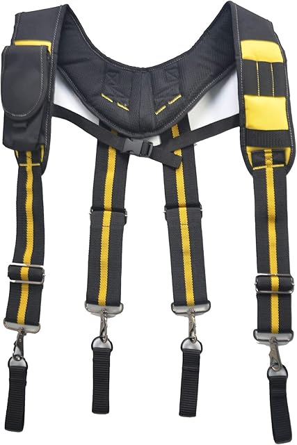 Tool Belt Suspenders,Heavy Duty Work Suspenders Tool Belt Braces/Phone Pencil Slot Electrician Work Suspension Rig