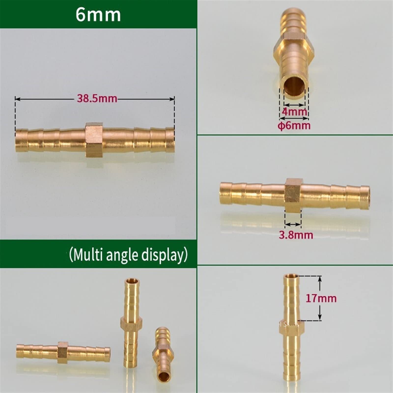 Złączki do węży, Złączki, 2 szt. Mosiężna prosta złączka do węża Równy króciec Gazowy miedziany łącznik kolczasty(32mm 32mm)