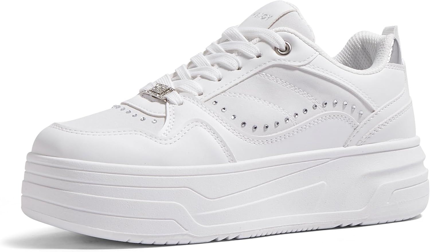 TIMEJOY Women's Platform Sneakers Chunky Tennis Shoes with Artificial Leather & Recyclable Material Insole Non-Slip Cushion for Casual, Streetwear & Daily Outfits