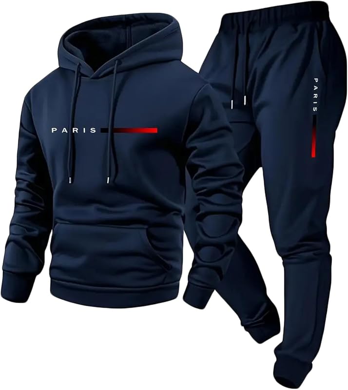 Sudaderas para hombre de 2 piezas con capucha y pantalones de chándal Set Casual Athletic Sweatpants Hooded Sweatshirt Track Suit