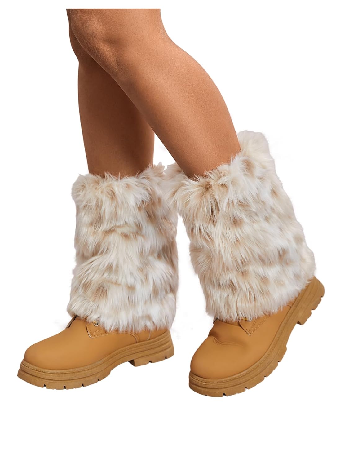 WDIRARA Womens Faux Fur Ankle Leg Warmers Fuzzy Leg Cuffs Winter Cuff Covers