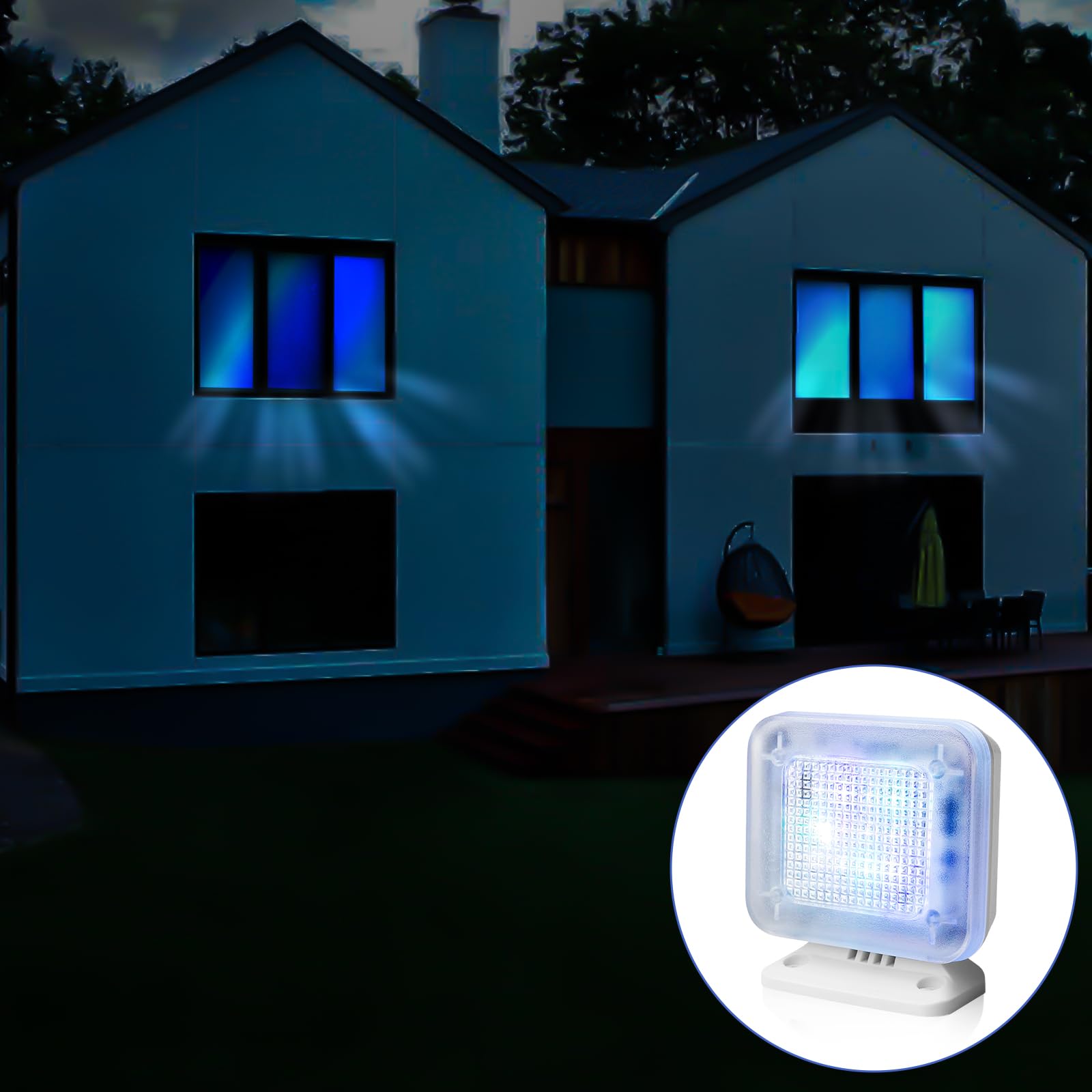 GOMETY Symulator TV z 12 diodami LED i 3 programami do wyboru, Dummy TV symulator TV, wydajna energetycznie atrapa telewizyjna z programatorem czasowym, w komplecie z adapterem sieciowym, do