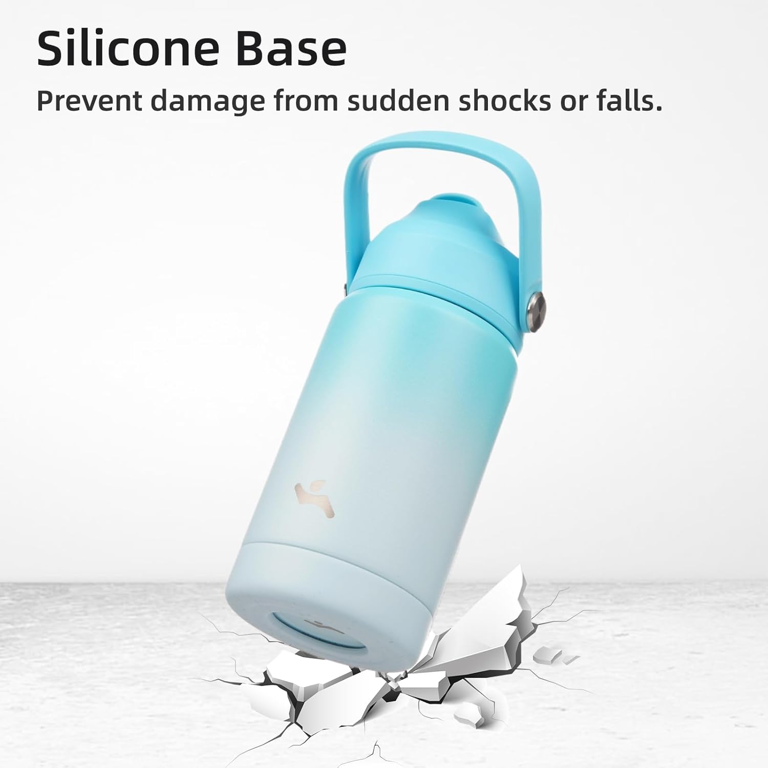 Insulated Water Bottle with Straw Lid,18 oz Stainless Steel Vacuum Metal Bottle with Silicone Handle,Sea Salt - Image 7