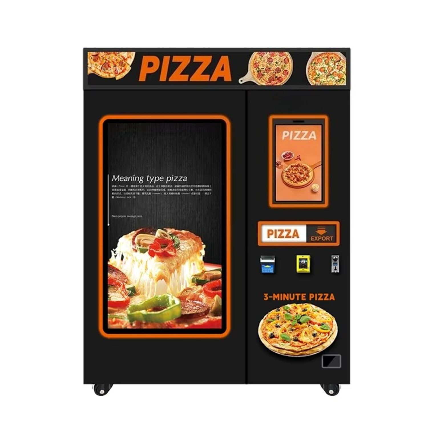 Commercial Pizza Kiosk Machine, Smart Pizza Vending Machine with Refrigeration & Heating System, Touchscreen Self Service Pizza Maker, for 24/7 Unattended Retail Business