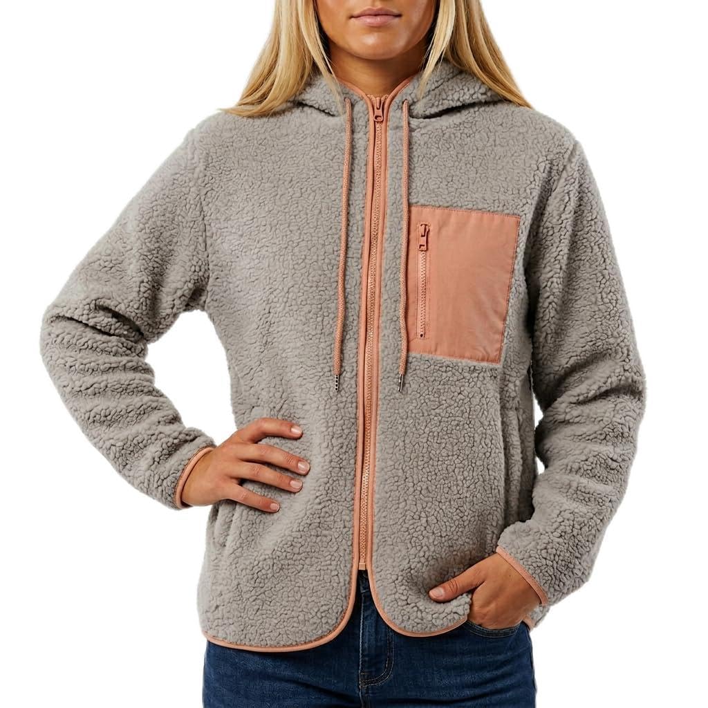 Zwillingsherz Damen Teddyjacke Classic mit Kapuze– Kuschelige Fleece Jacke mit Reißverschluss, Warm & Weich Uni