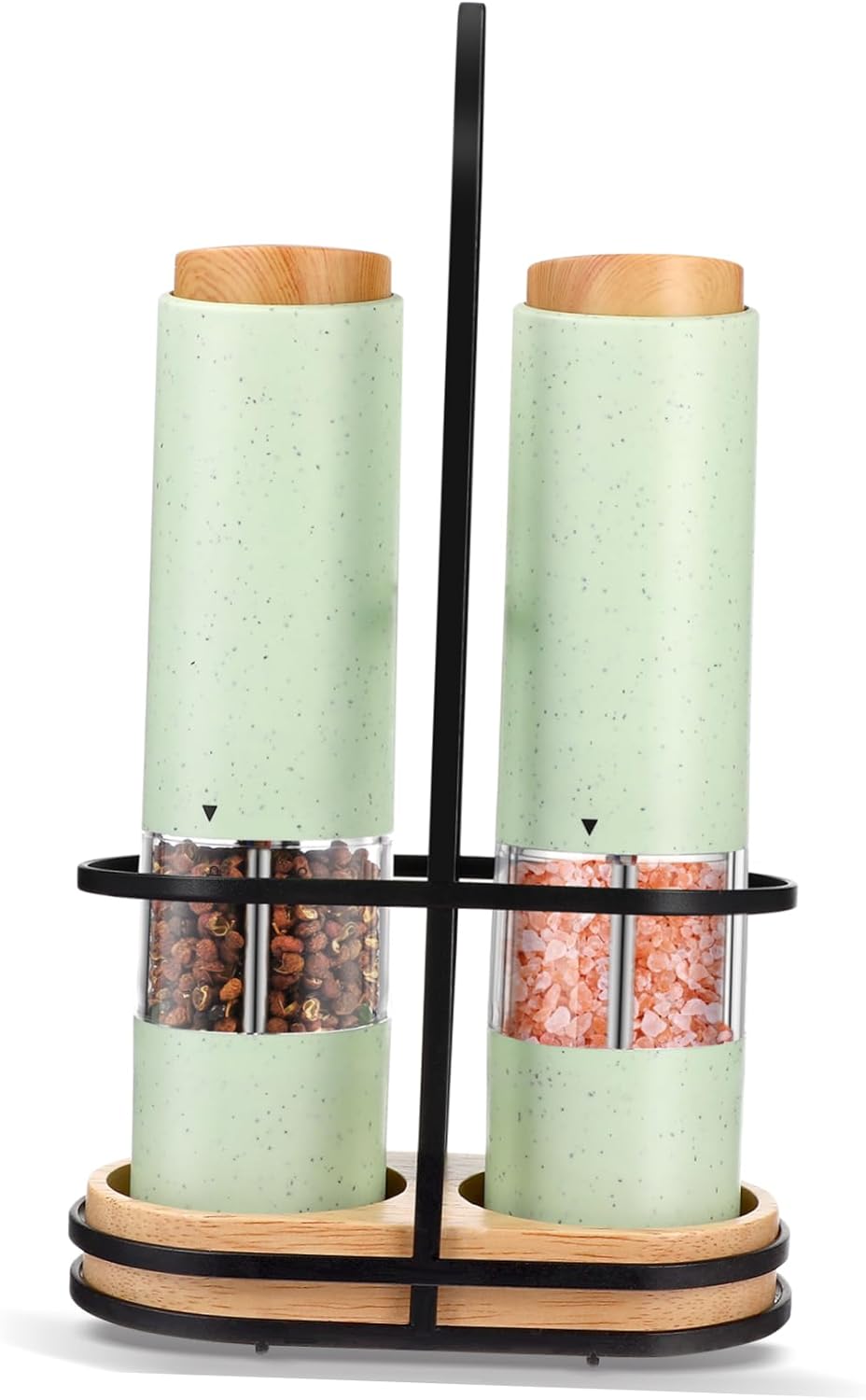 2pcs Electric Pepper Set Adjustable Coarseness and Base Stand Battery Powered for Kitchen Seasoning Led Light