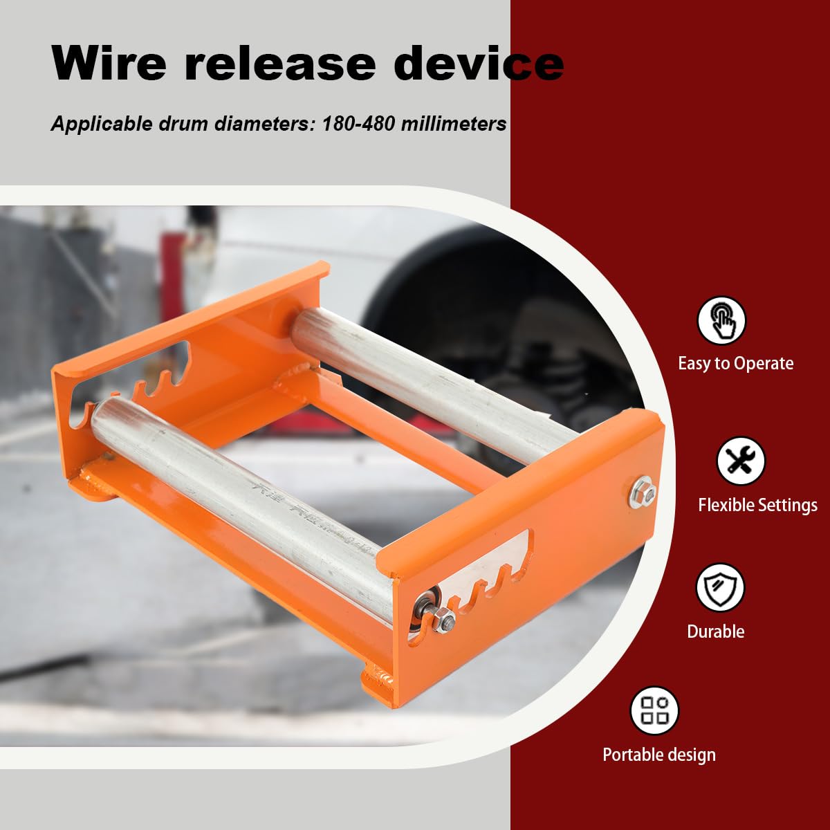 Svolgitore di Cavi a Tamburo in Acciaio Industriale Portata 200 kg | 5 Posizioni Regolabili, Compatibile con Bobine fino a 36 cm, Ideale Per Cavi Elettrici InCantieri e Officine