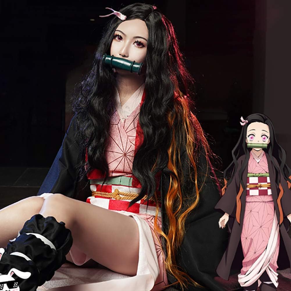 Demon Slayer Anime Hair,kimetsu No Yaiba Cosplay,kamado Nezuko Wig Suitable For Everyday Dressing-a 95cm(37inch)