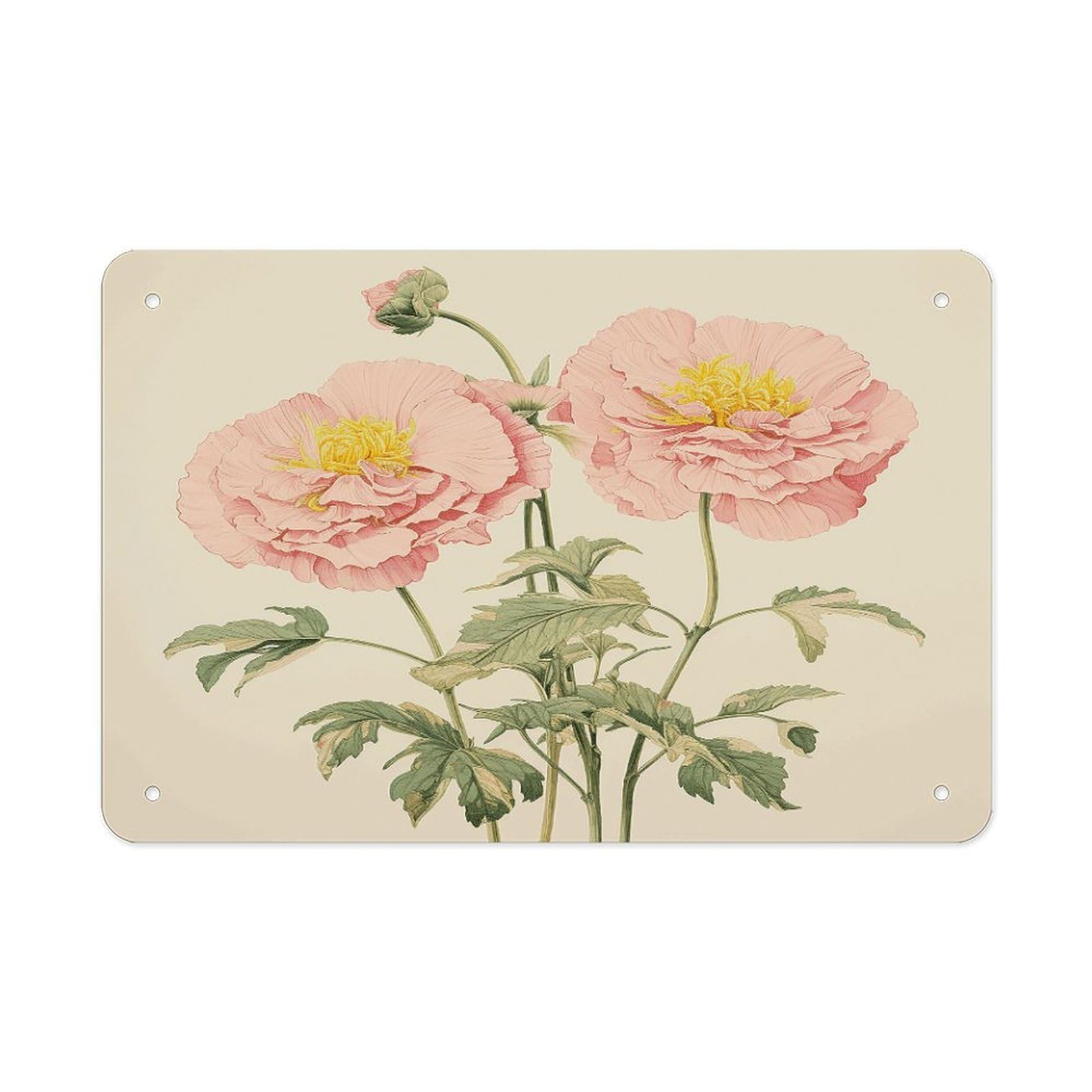 Fodpand Style Flower Illustration Wall Art Metal Signs Tin Sign