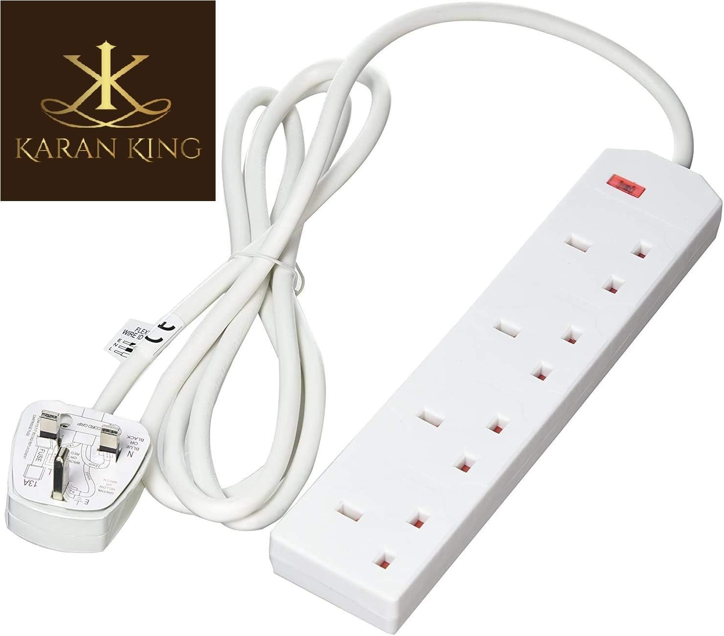 KARAN KING - 4 Way Extension with 2 Metre Cable UK SELLER