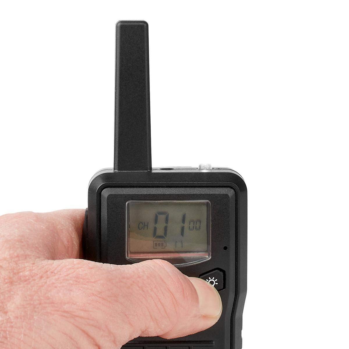 NEDIS Walkie-Talkie MicroUSB Recargable, Tiempo de conversación de 6 Horas, Alcance de 10 km, Base de Carga, 2 Piezas, Negro