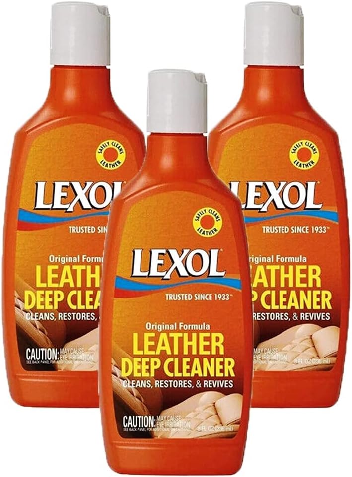 3 x Lexol Deep Leather Cleaner | Professional Cleaning Solution | Cleans, Restores & Revives Clothing, Automotive Interior, Furniture, Upholstery, Luggage, Shoes & More | 3 x 236ml