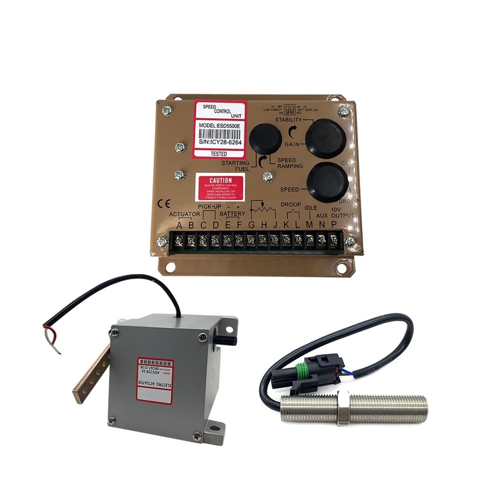 Motordrehzahlregler 1set Diesel Generator Controller Antrieb ADC225 12V 24V MPU Sensor 3034572 Geschwindigkeit Control ESD5500E (Color : 24V)
