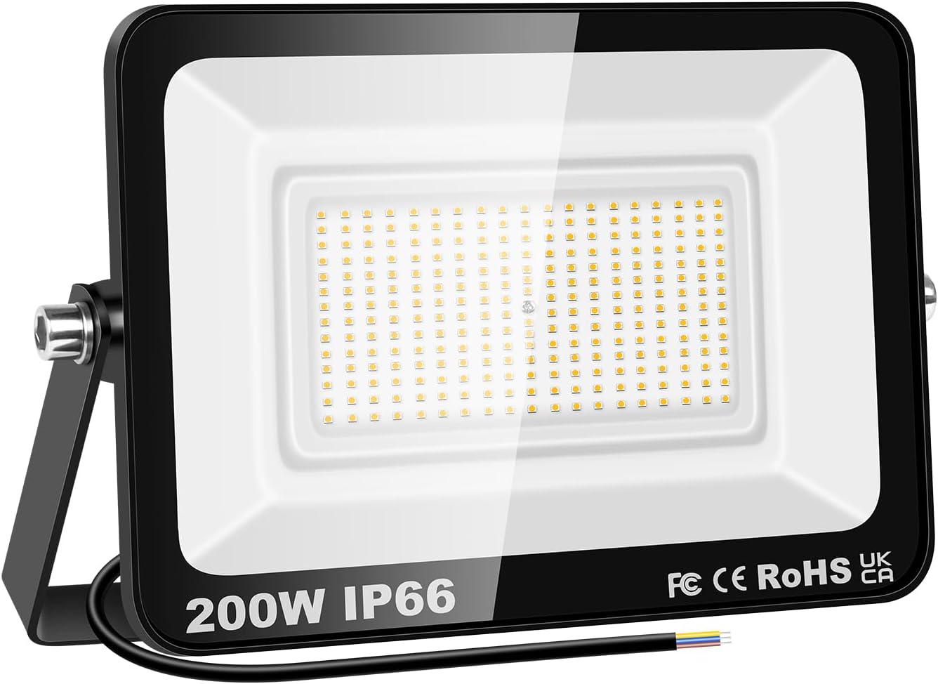 PICAA 200W LED Flood Lights Outdoor, Super Bright Security Lights, IP66 Waterproof Floodlight, Warm White (3500K) Wall Light, Perfect for Garden, Yard, Garage, Patio,Warehouse, Parking Lot