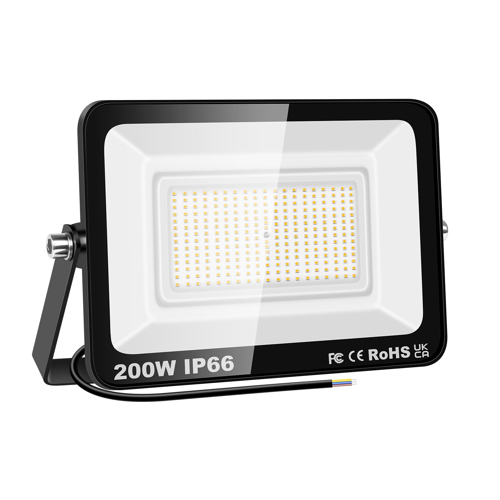 200W LED Flood Lights Outdoor, Super Bright Security Lights, IP66 Waterproof Floodlight, Warm White (3500K) Wall Light, Perfect for Garden, Yard, Garage, Patio,Warehouse, Parking Lot