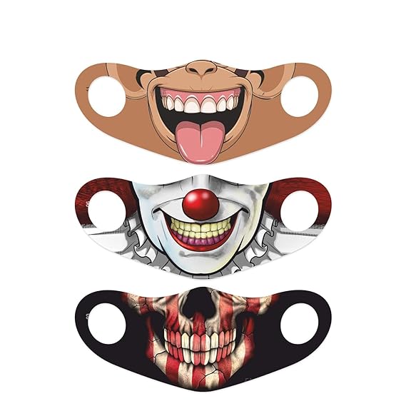 Think Craft face mask, Funny Horror Digital Printed Washable Face Mask For Men/Teen/Kids(VALUE PACK OF 3)