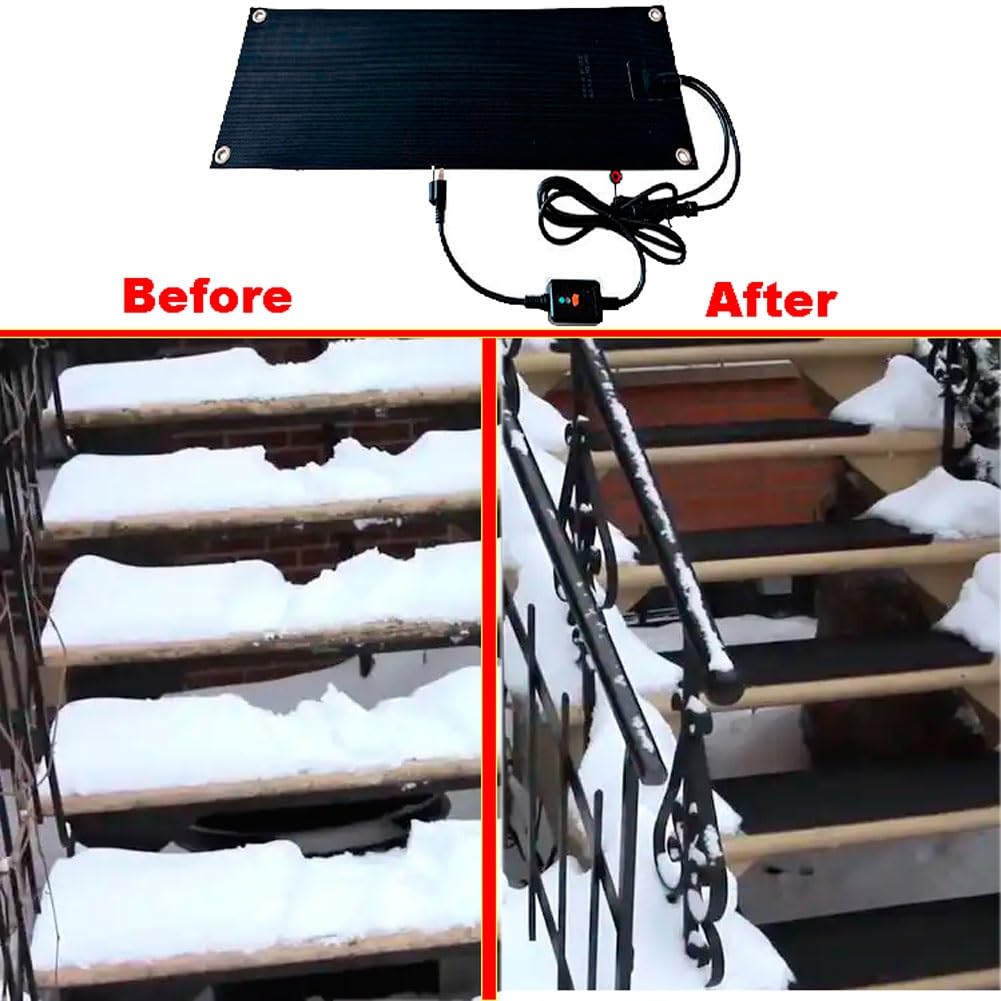 Tapis De Fusion À Neige Tapis De Fonte De La Glace Entrée Chauffante Tapis De Fusion De Neige Tapis De Chauffage D'escalier Non Glissant Tapis De Passerelle Pour Fonte De La Neige(2pc,30x90cm/11.8x35.