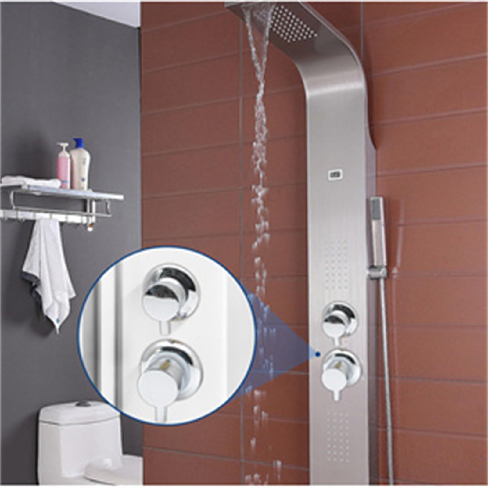 2/3/4/5 vie Miscelatore rubinetti doccia, ottone rubinetti da bagno interasse 9 cm/10 cm/12,5 cm/14,5 cm, miscelatore bagno per cabina o bagno turco (9 cm, intubazione 3 uscita)