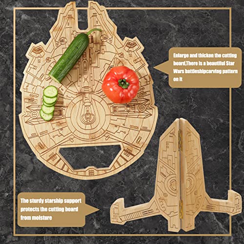 Tabla de cortar Ninefish Millennium Falcon de bambú miniatura 4
