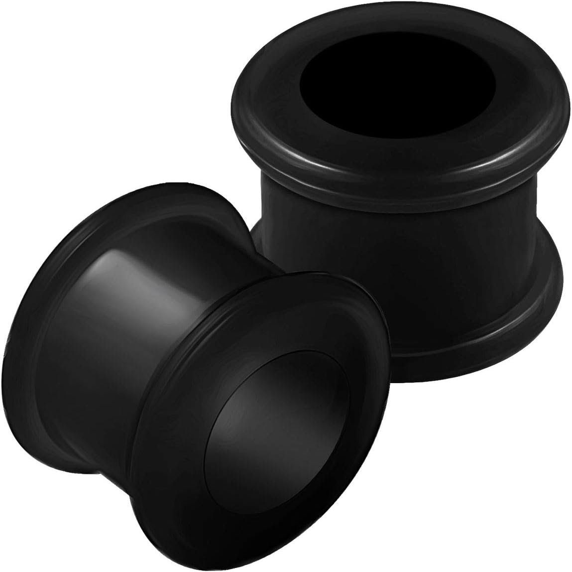 KJM FASHION2PCS Silicone Black Double Flared Saddle Earring Ear Ring Stretcher Lobe Gauge Tunnel Plug Piercing Jewellery See More Sizes