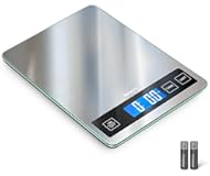 Food Scale, 33lb Digital Kitchen Scale with Stainless Steel & Tempered Glass, 1g / 0.05oz Precise Graduation, Waterproof and Sturdy Surface, for Cooking, Baking, Weight Loss, Meal Prep