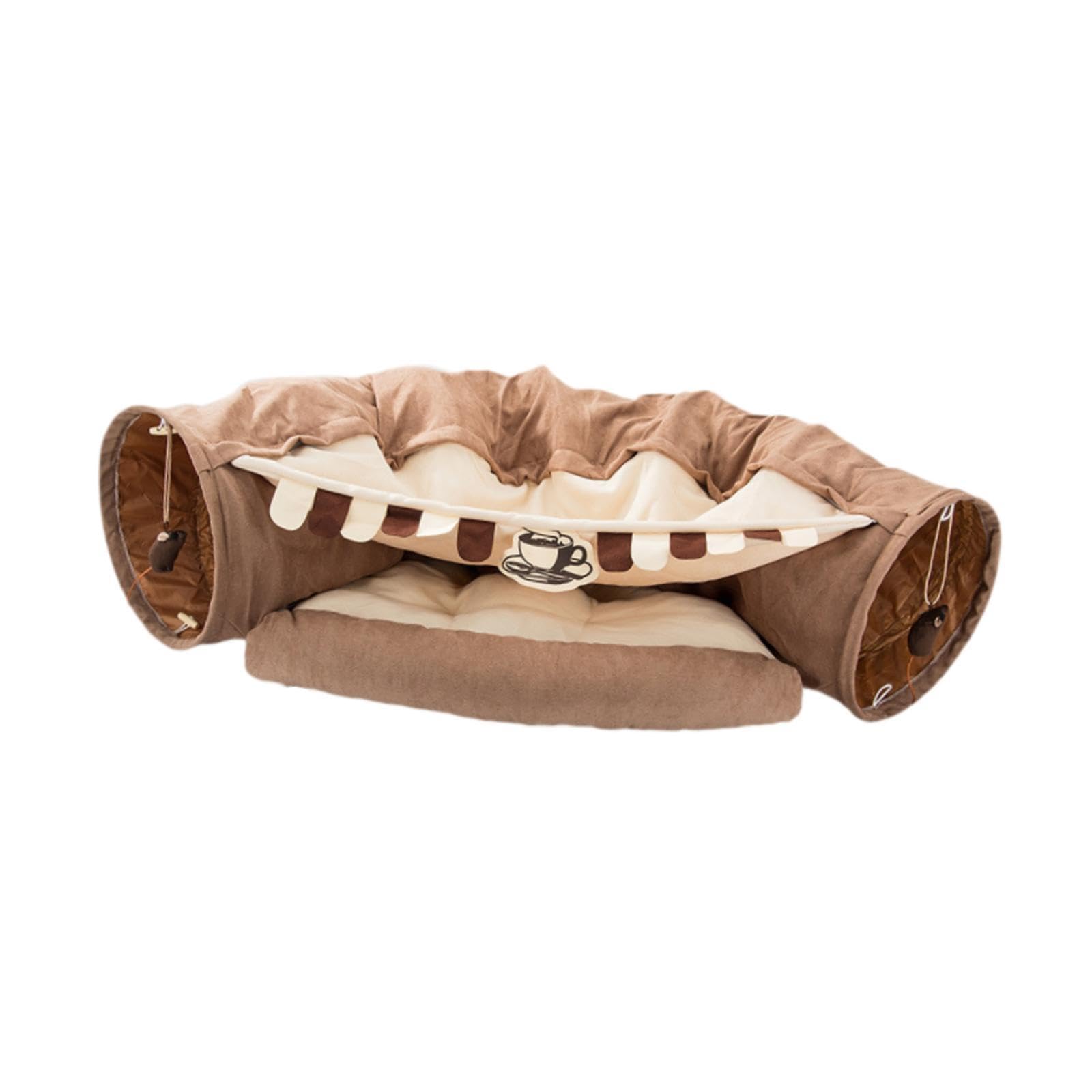 Maison de Jeu Portable pour Chat avec Coussin Lavable - Jouet Interactif pour Petits Animaux, Café