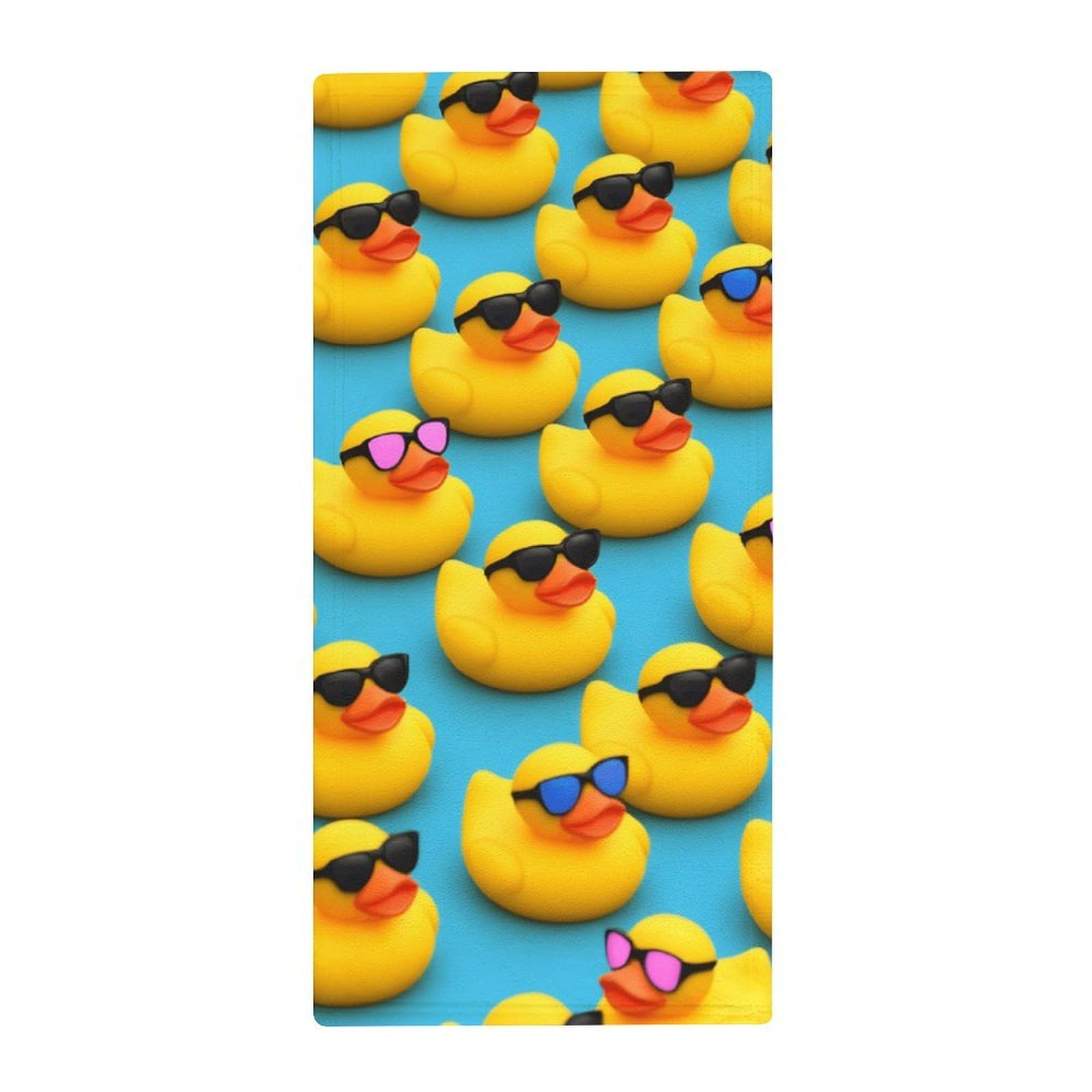 Anceky Multi-Purpose Fitness Towels, Cute Rubber Yellow Ducks with Sunglasses Quick-Dry Absorbent Gym & Yoga Towels for Sports, Travel & Spa