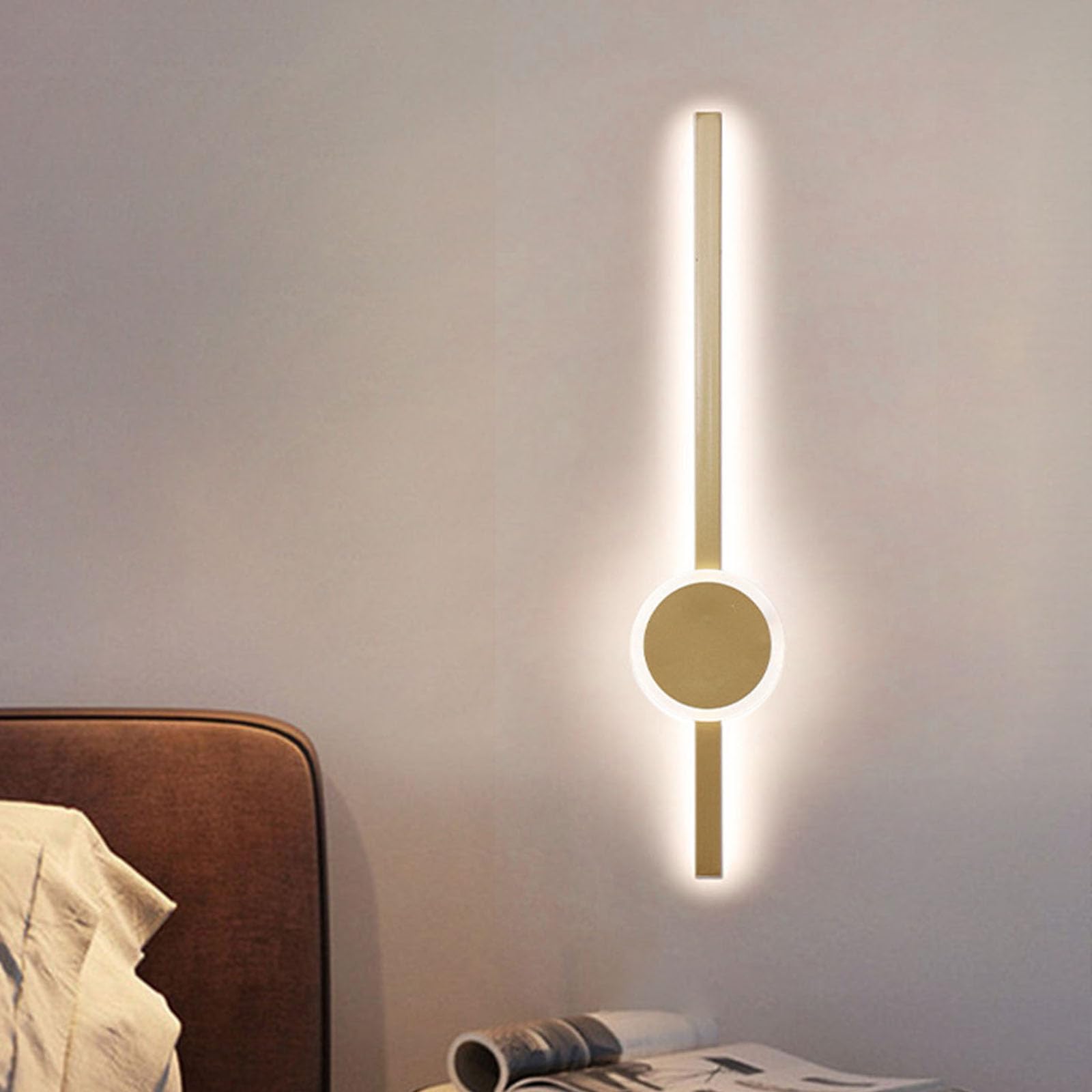 HXYSXHJUO LED Wall Lamps - Adjustable 3000K/4500K/6000K Mount Sconces, Stylish Gold & White Light, 80cm Modern Background Lighting for Living Room, Bedroom, and Hallway