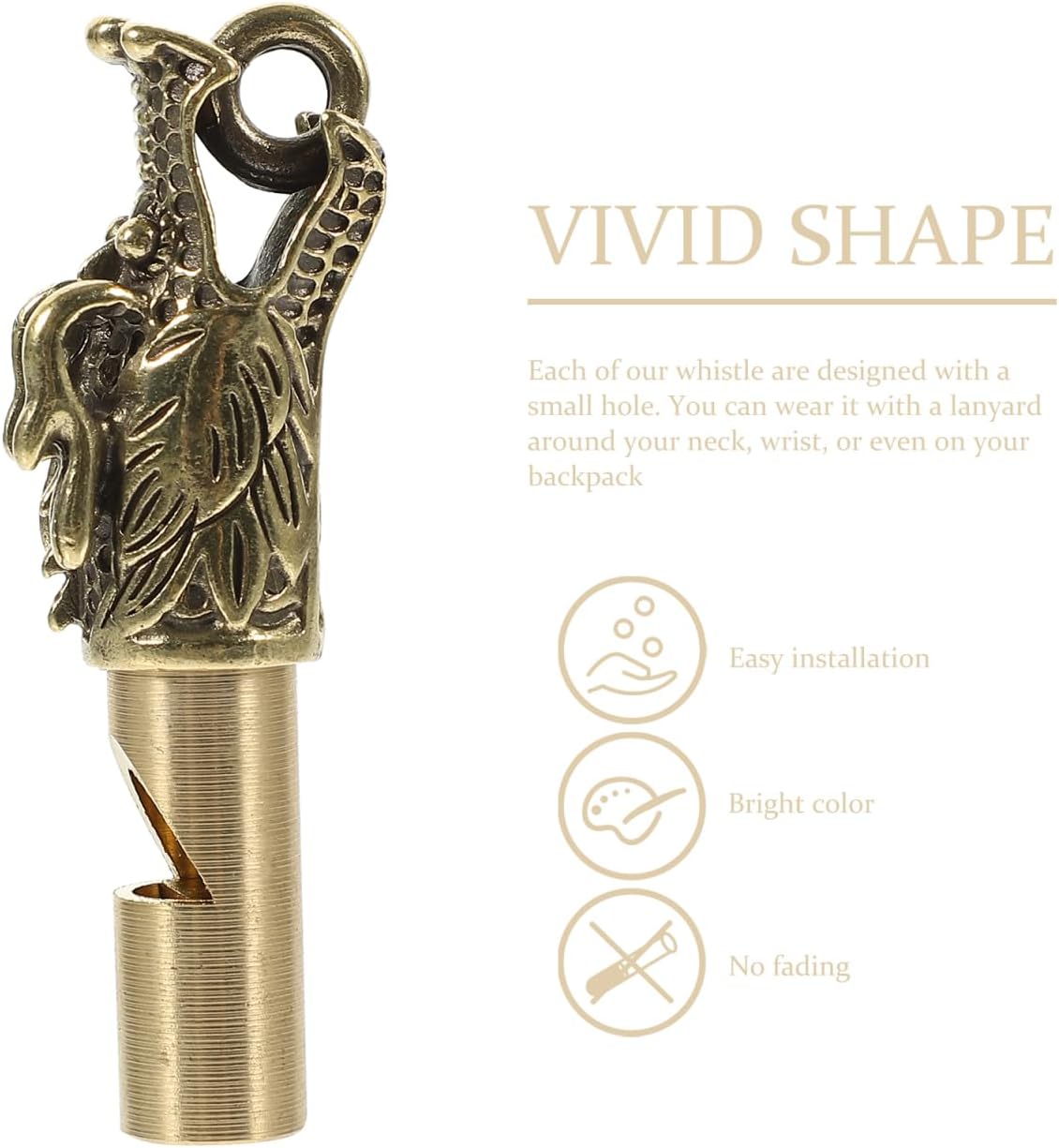 FRCOLOR 4Pcs Brass Whistle Dragon Head Emergency Survival Whistle Keychain for Camping Hiking Loud Crisp Sound Outdoor