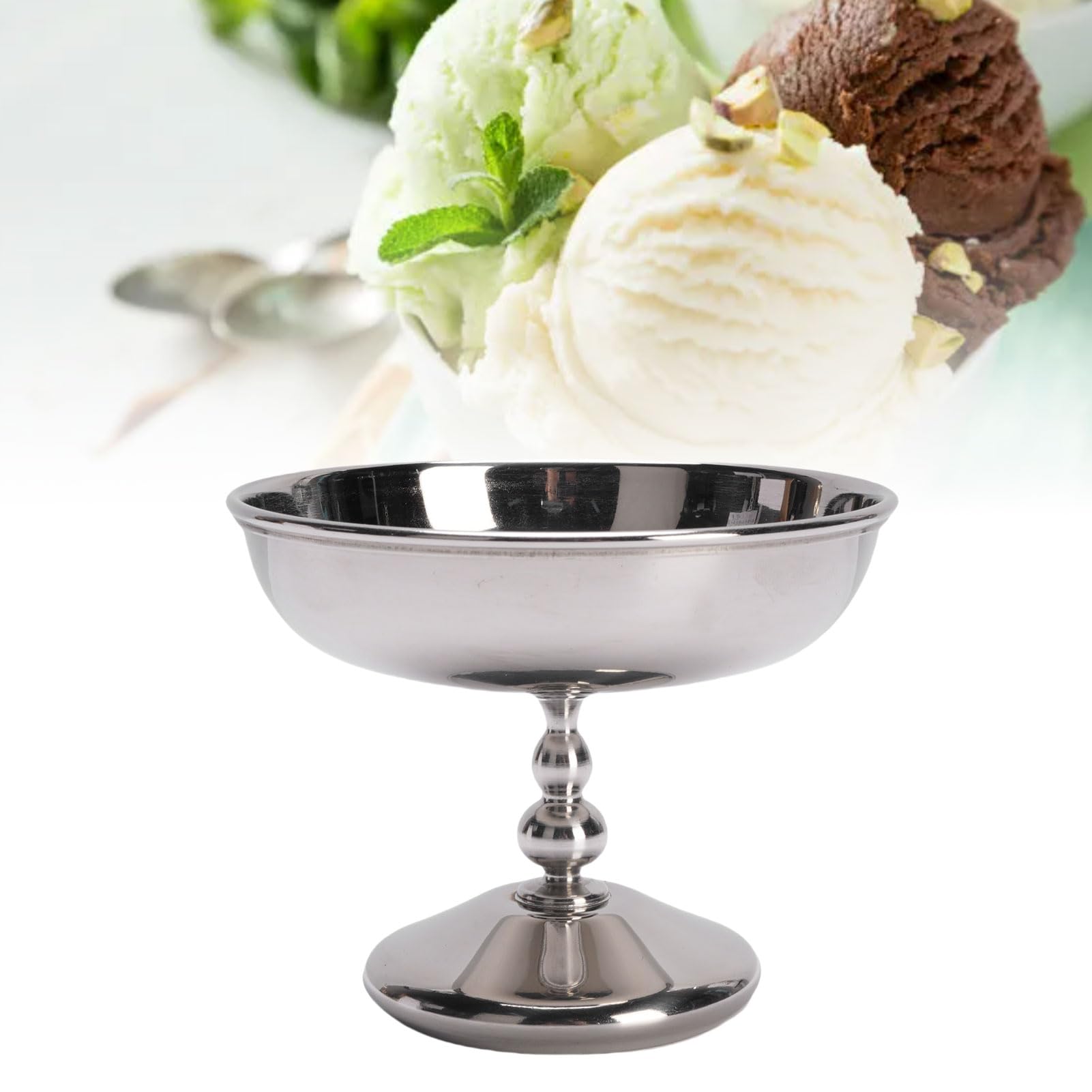 Stainless Steel Ice Cream Cup, Footed Dessert Bowl with Small Size for Home, Hotels, Restaurants, Parties and Gatherings, Ideal for Salad, Fruit, and Pudding (2401-2)