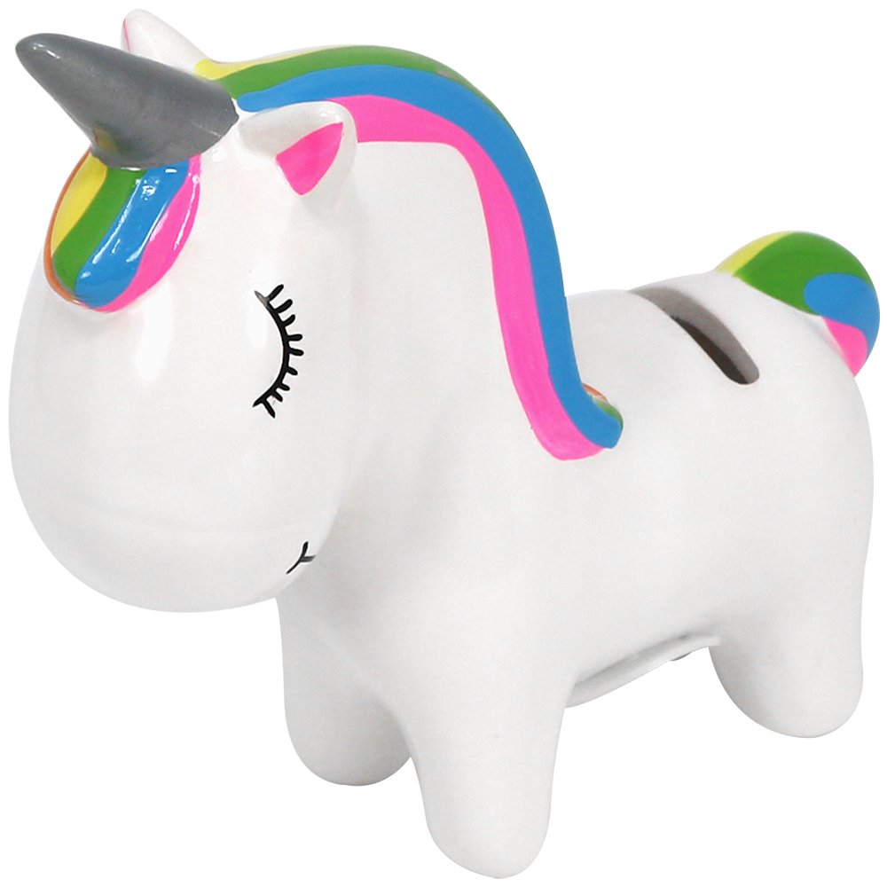 Tirelire en céramique Licorne Magique com-four® 2 pièces avec Fermeture en Caoutchouc