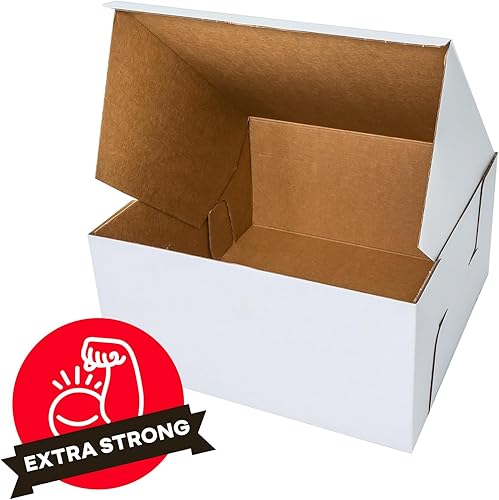 Miniatura 4 de Caja para pasteles de Kraft de 10 x 10 x 5 pulgadas color blanco y marrón 50 unidades