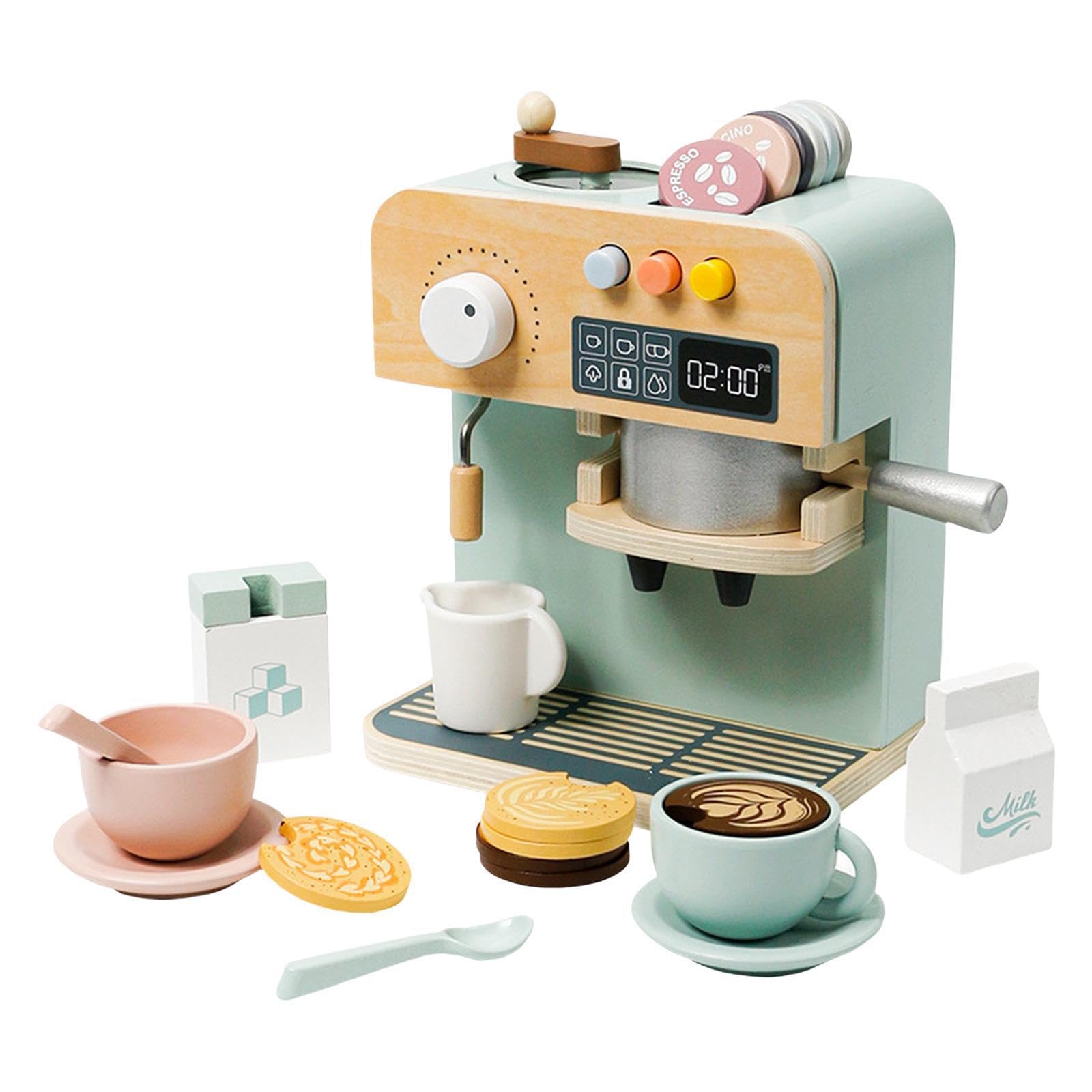 Macchina da caffè giocattolo per bambini, set da cucina in legno, supporta il gioco creativo con esperienze di simulazione coinvolgenti con macchine