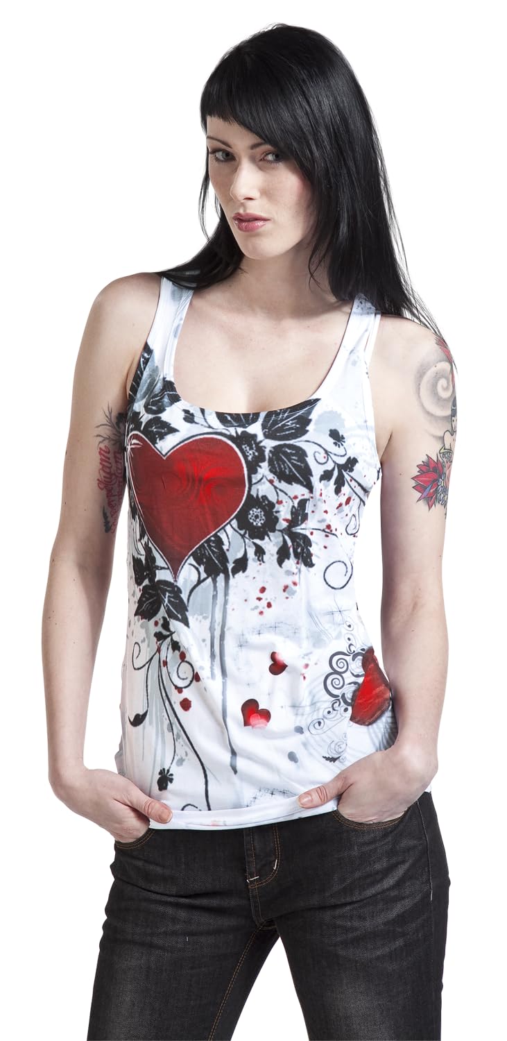 Innocent Rose Heart Mujer Top Blanco Spitzendetails Regular