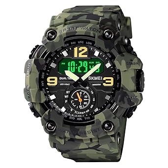 SKMEI Men's Digital Sports Wrist Watch LED Screen Large Face Electronics Military Watches Waterproof Alarm Stopwatch Back Light Outdoor Casual Black Watch - 1637