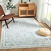 jinchan Area Rug 8x10 Persian Rug Washable Boho Living Room Rug Floral Print Large Rug Indoor Soft Distressed Carpet Thin Rug Bedroom Dining Room Office Farmhouse Blue On Cream