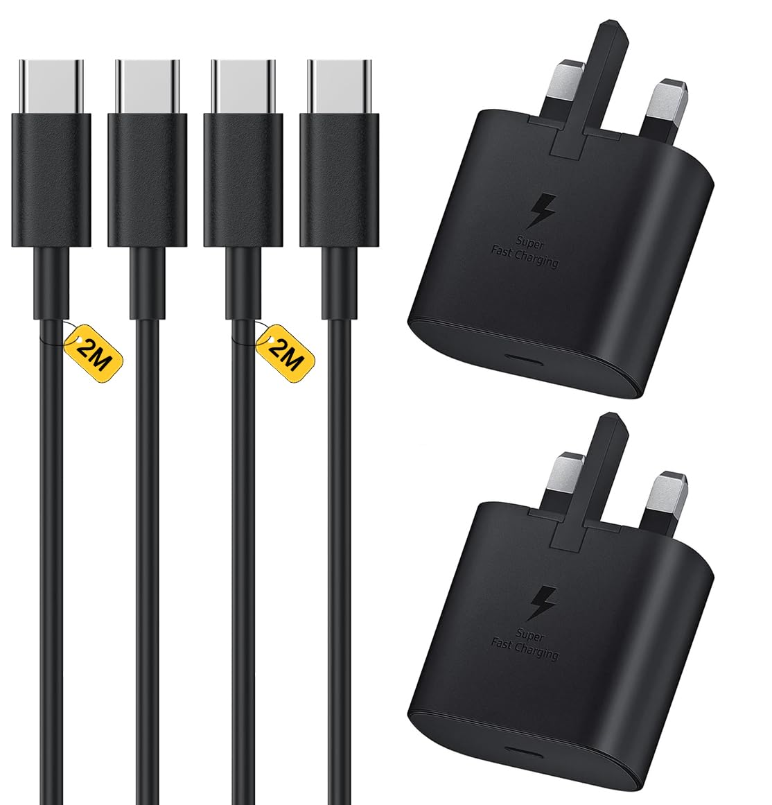 Samsung Charger 2M Long USB C Fast Charging Cable and Plug Type C USBC Phone Lead for Samsung Galaxy S26 S25 S24 S23 S22 S21 S20 A26 A36 A56 A55 A54 A53 A35 A34 A33 A32 A25 A50 A52 A17 A70 A71 A16