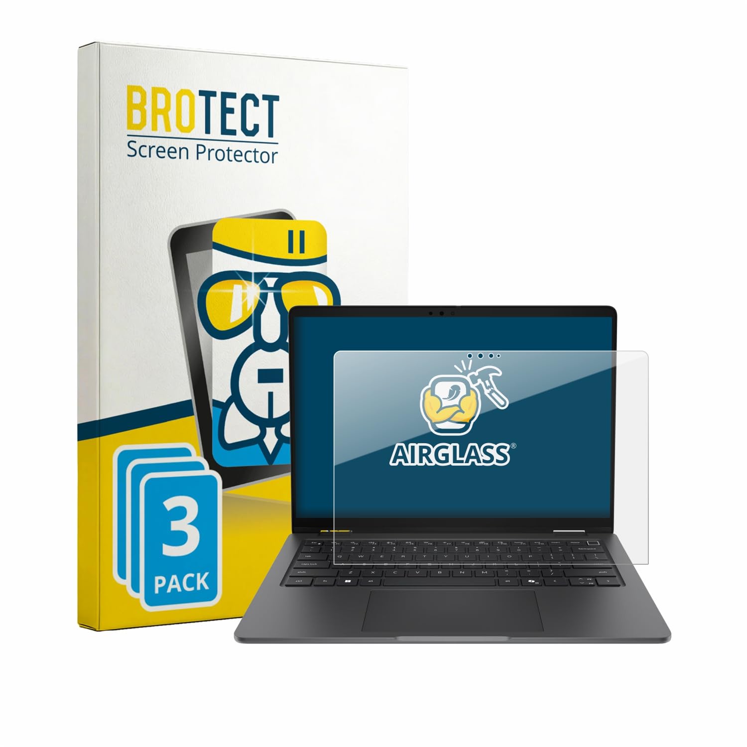 BROTECT Protector Pantalla Cristal para Dell Pro 7 Series 13 2-in-1 P703260 Protector Vidrio (3 Unidades) - [Dureza 9H, Anti-Arañazos]