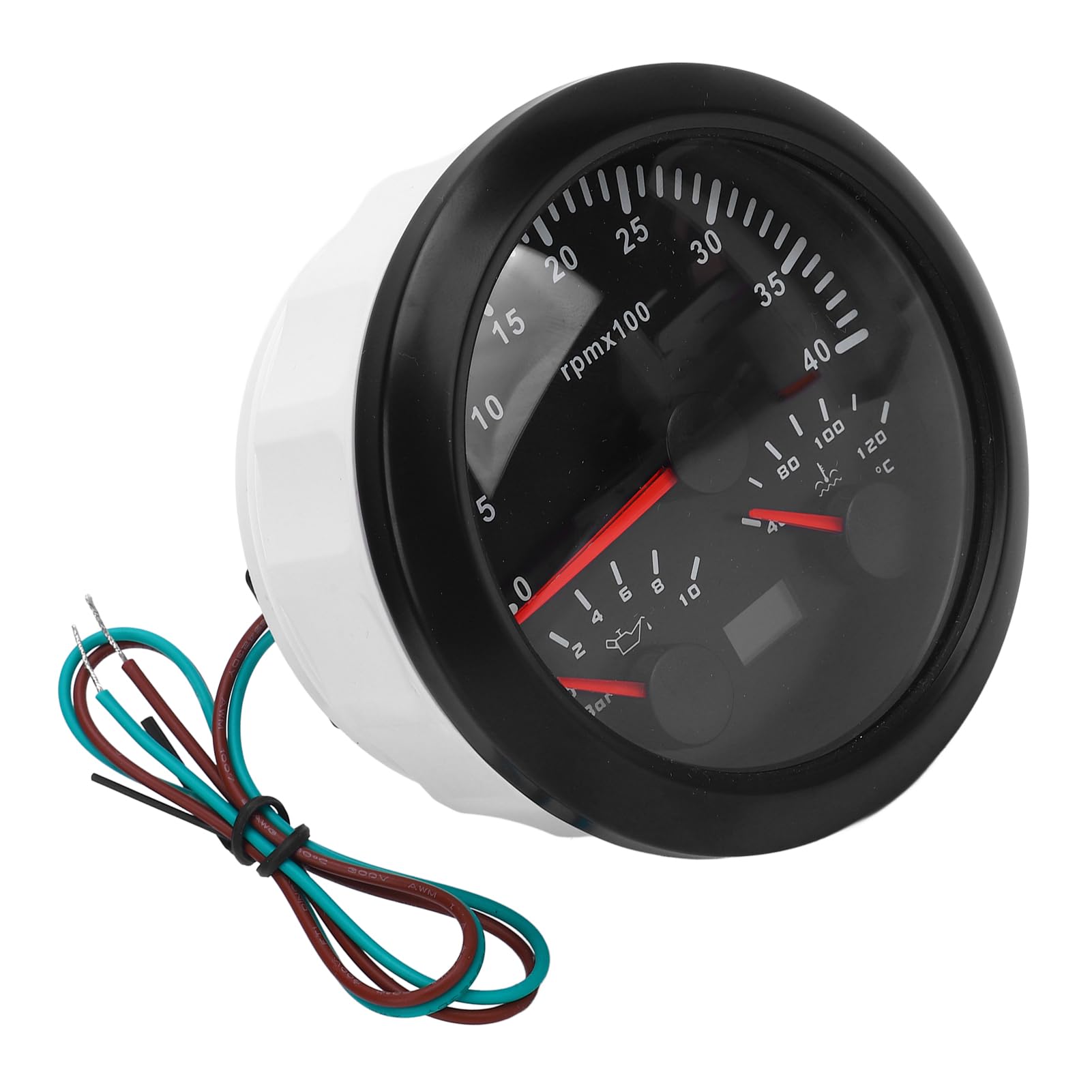 Tacómetro Eléctrico 3 en 1, Medidor de Temperatura del Agua y Presión de Aceite para Automóviles, Camiones, Barcos, 4000 Rpm, 0-10 Bar, 40-120 ℃, Pantalla Precisa, Uso Versátil (Esfera