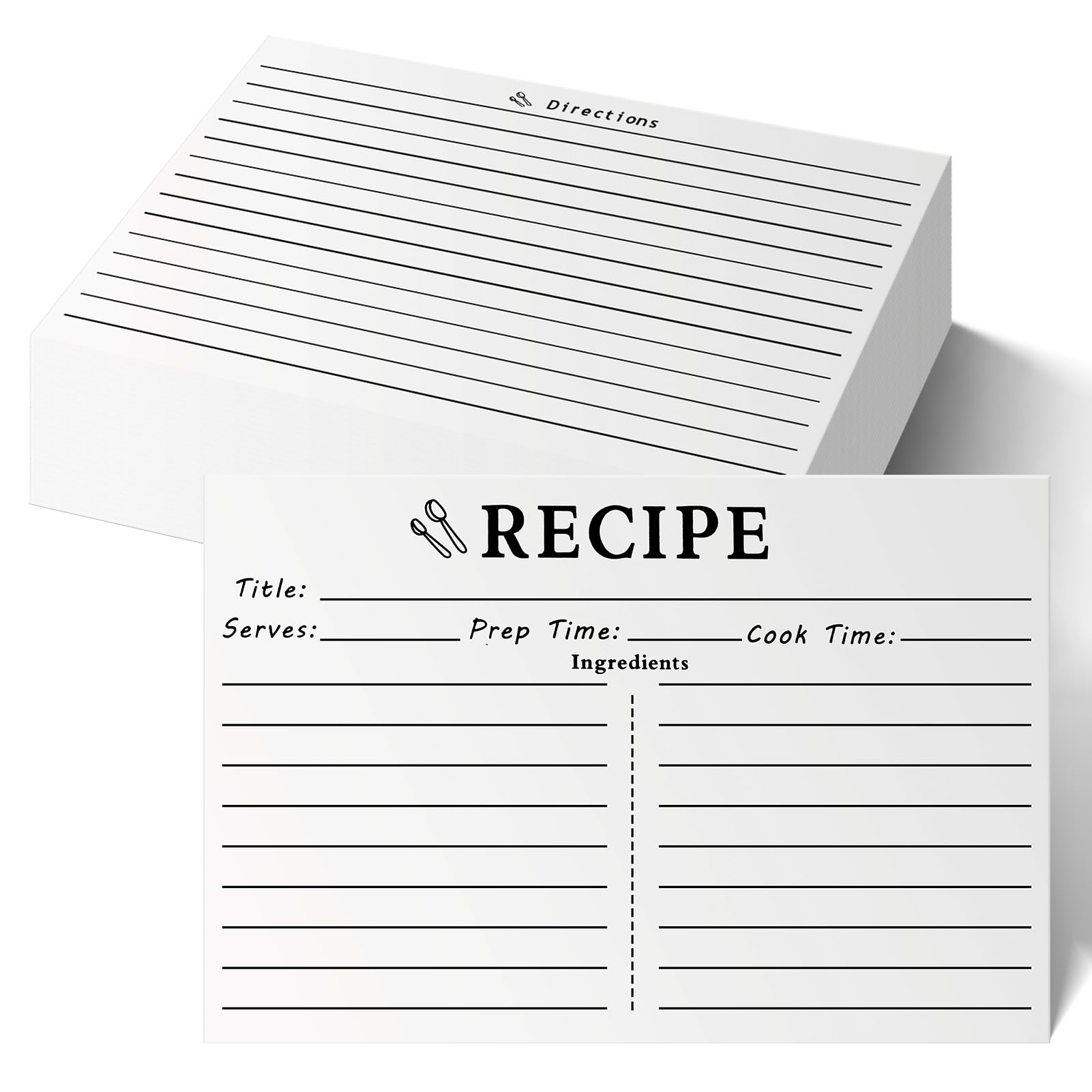LOTMER 100 Sheets Recipe Cards, 4x6 Inch Vintage Recipe Cards, Suitable for Recording Recipes, Design Recipes and Kitchen Diaries (White)