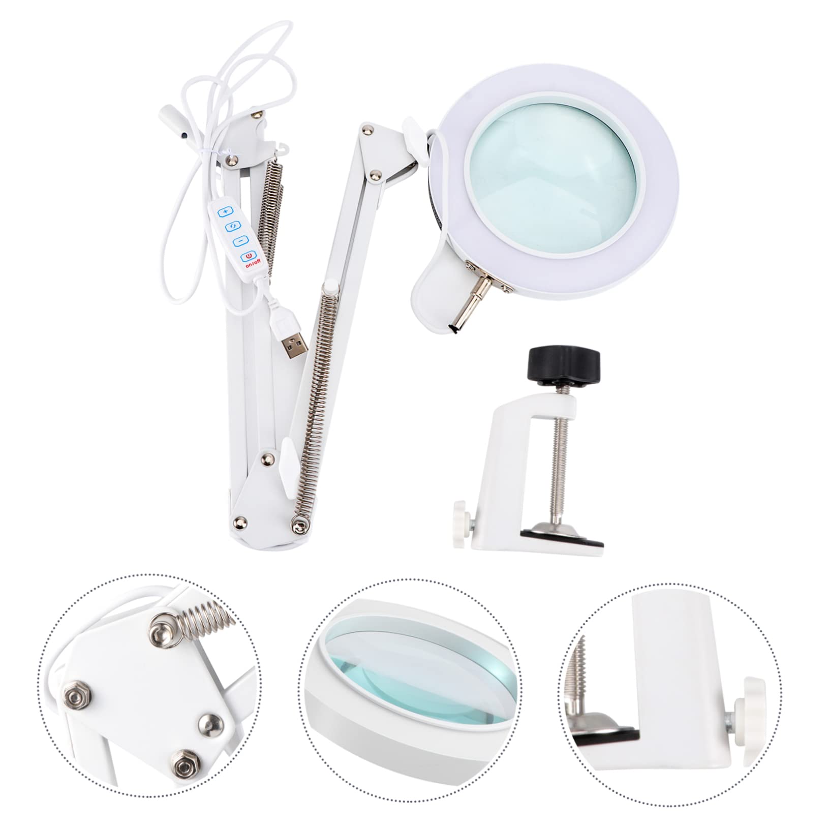 Lámpara Lupa LED 5x Luz Regulable y Brazo Ajustable, Lámpara de Escritorio de Color Claro para Soldadura y Manualidades, Luz LED Multinivel para Trabajo Detallado, 1 Unidad, Uso