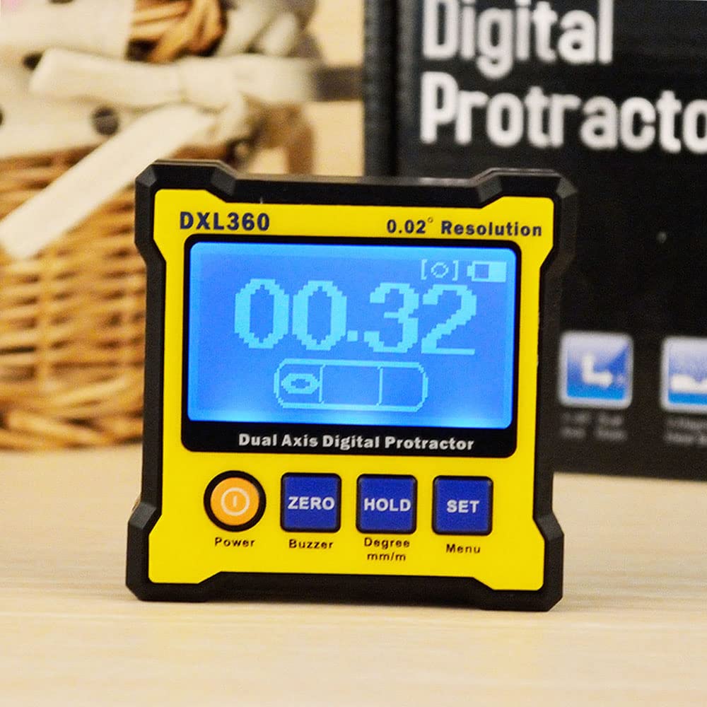 DXL360 - Transportador de ángulo digital de doble eje con base magnética de 5 lados, nivel de pantalla digital de doble eje de alta precisión 100-240V 50-60Hz