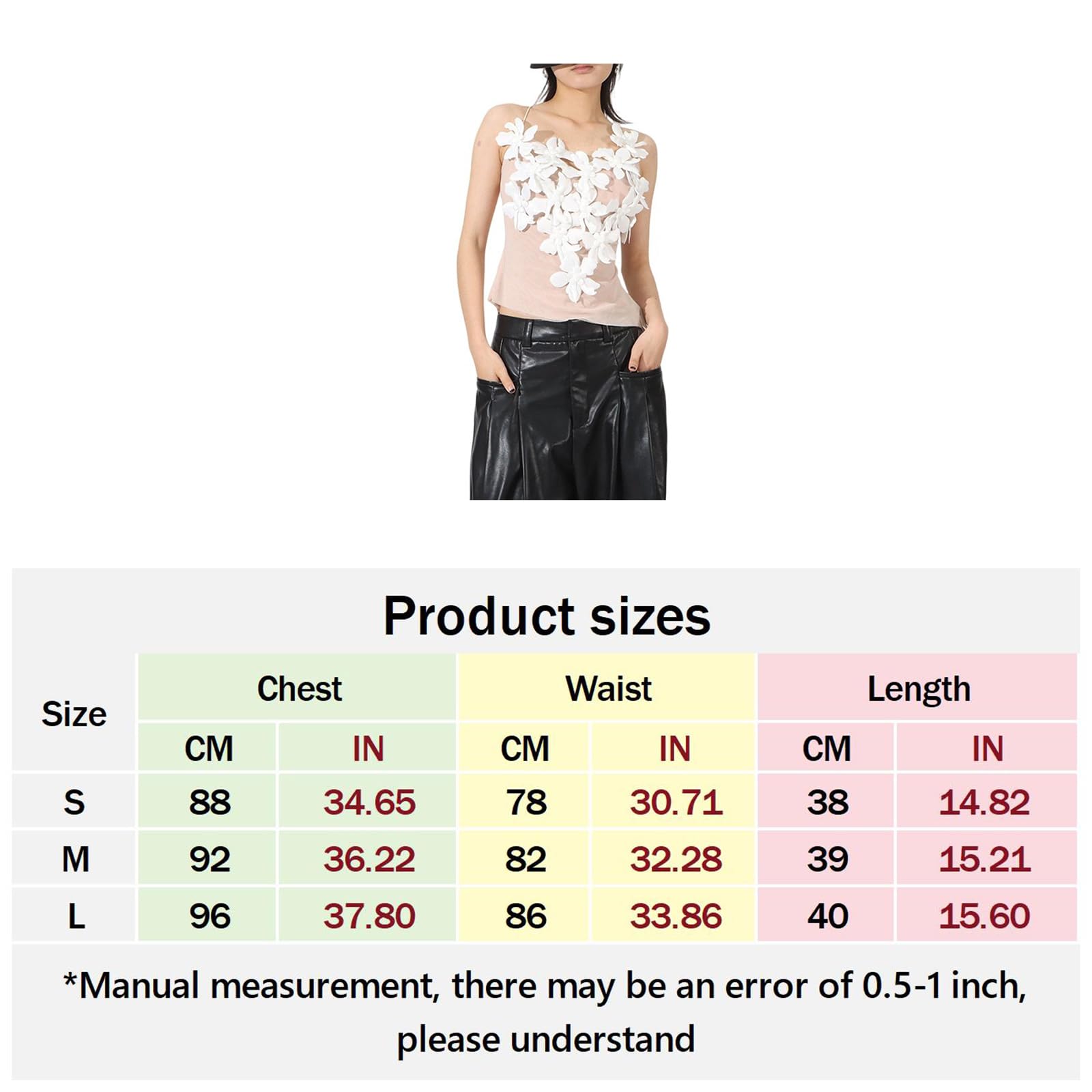 Femmes 3D Fleur Camisole Top Maille Dos Nu Sans Manches Slim Fit Camisole Cami Soirée Clubwear