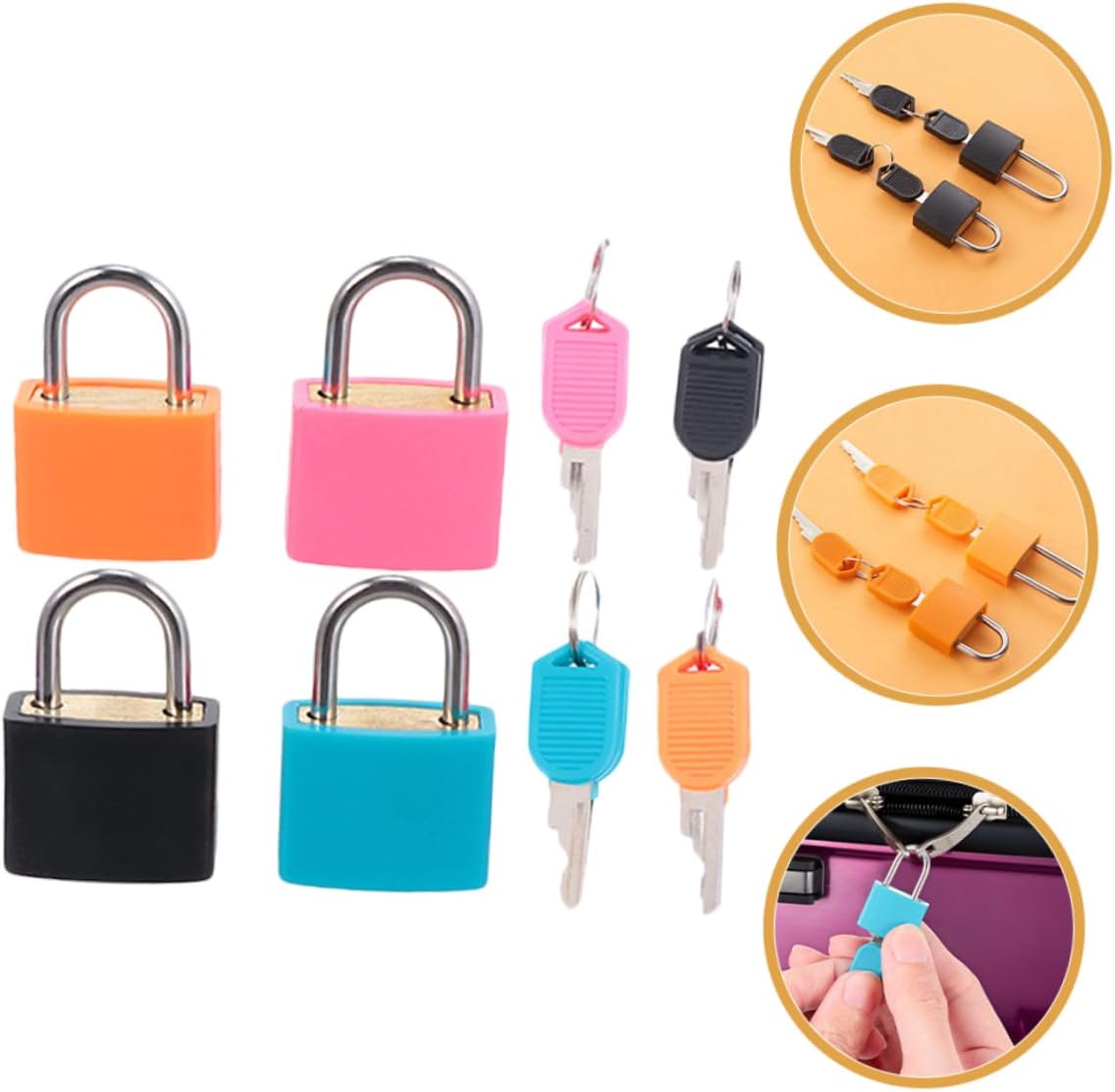 Gatuida 8pcs Padlock Lightweight Locks Keys for Backpacks Gym Lockers and Luggage Material Easy to Carry for Travel and Home Use